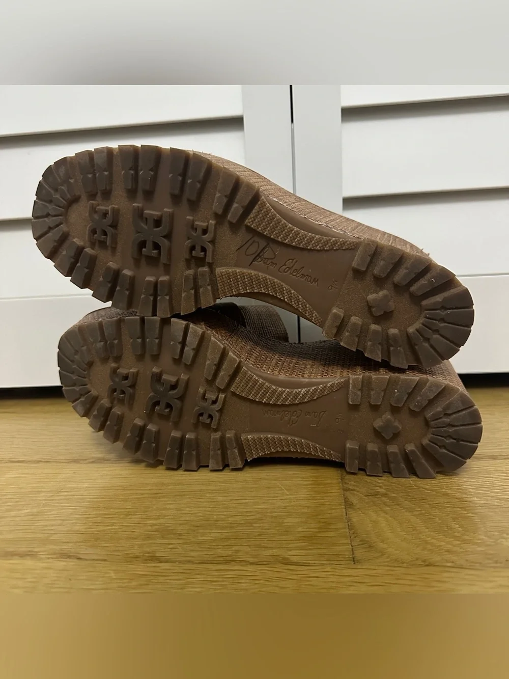 Sam Edelman Dark Natural Raffia Platform Wedge Espadrille Slide Sandals SZ 9.5